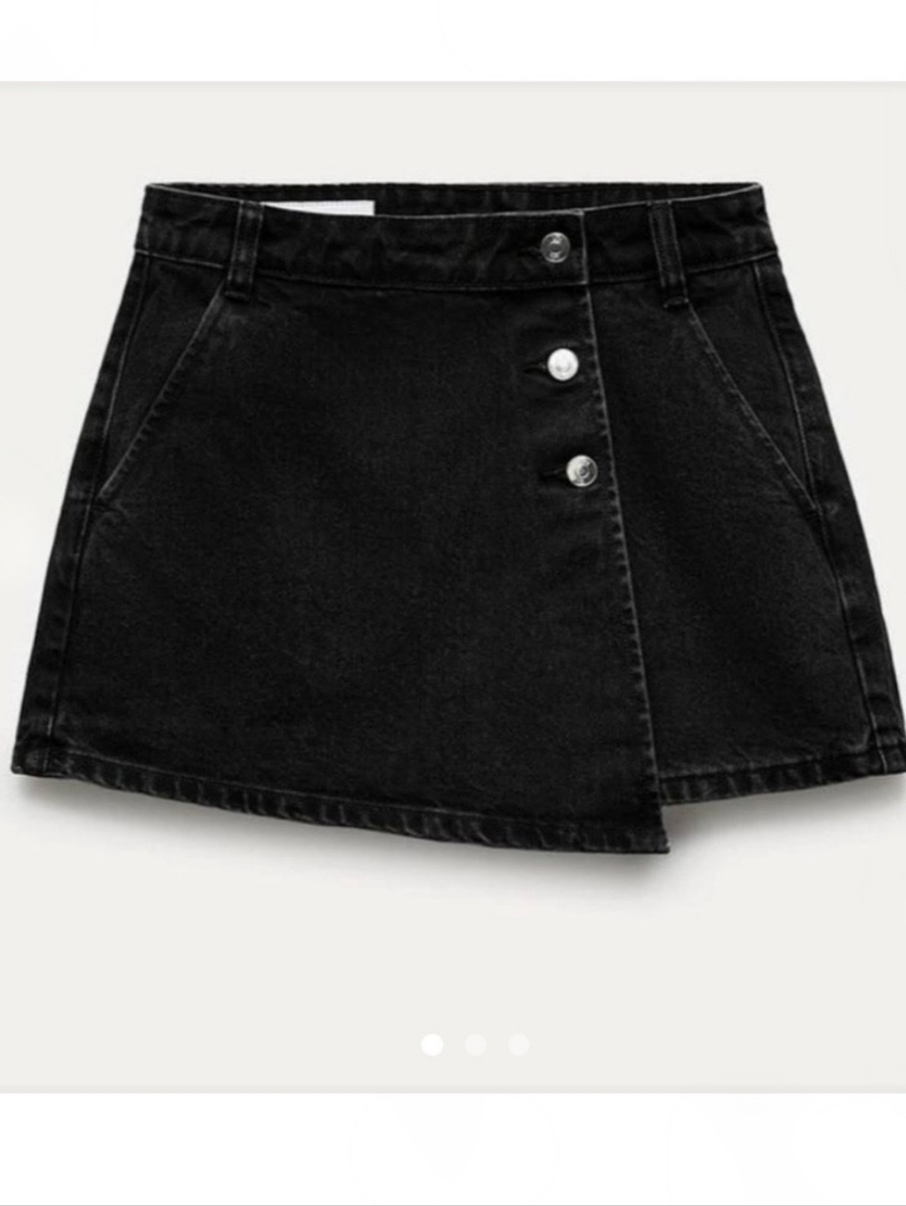 NWOT ZARA Z1975 Wrap Denim Skort Women's XS Asymmetrical Black Faded Bohemian
